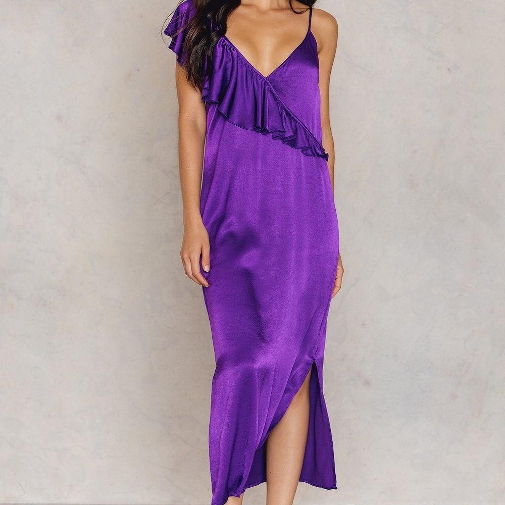 Purple Frill Midi Dress